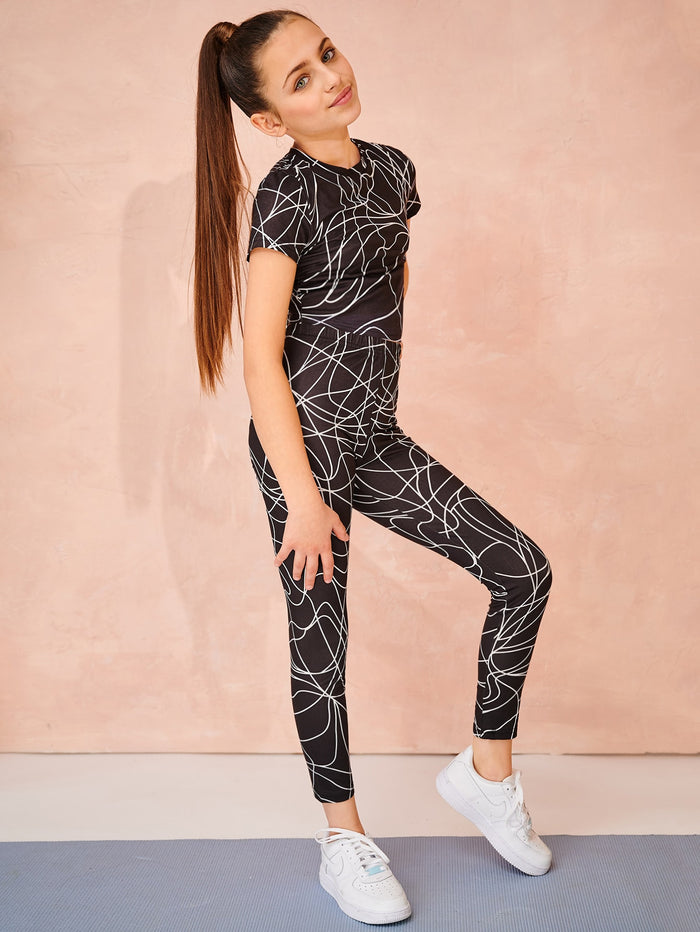 Girls Geo Print Tee & Leggings Set