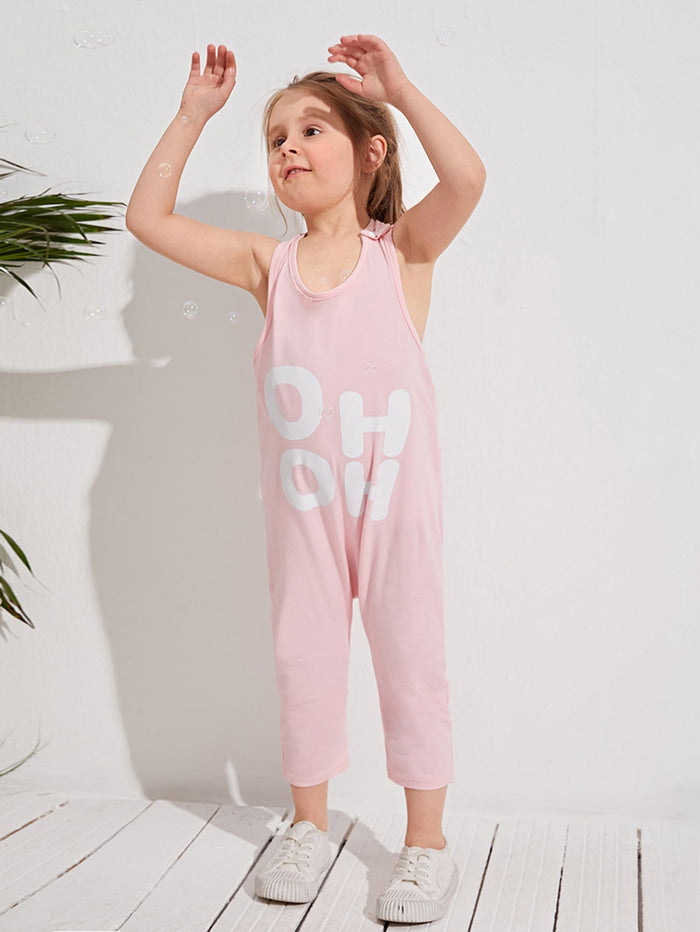 Toddler Girls Letter Graphic Halter Jumpsuit