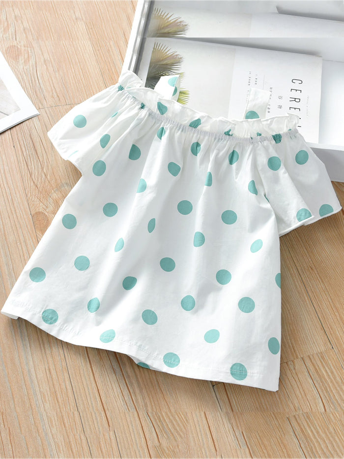 Toddler Girls Cold Shoulder Polka Dot Blouse