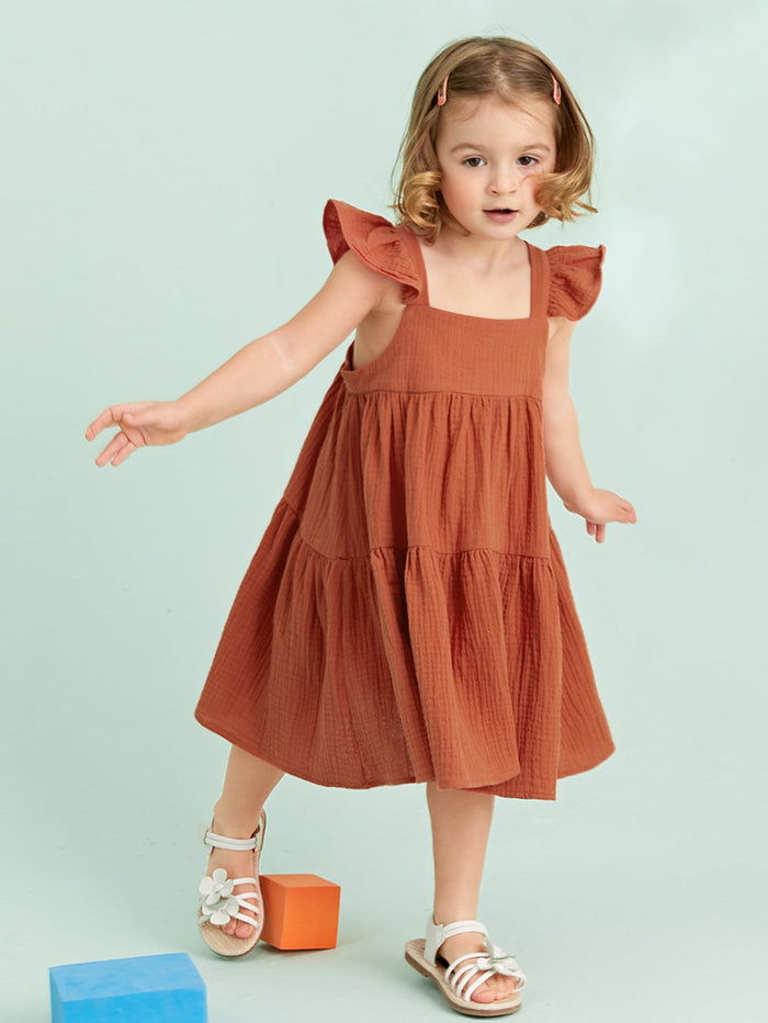 Toddler Girls Ruffle Strap Ruffle Hem Dress