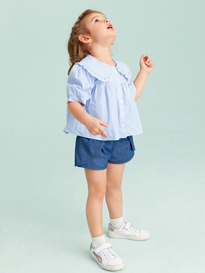 Toddler Girls Striped Button Front Blouse