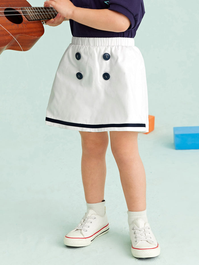 Toddler Girls Elastic Waist Double Button Skort