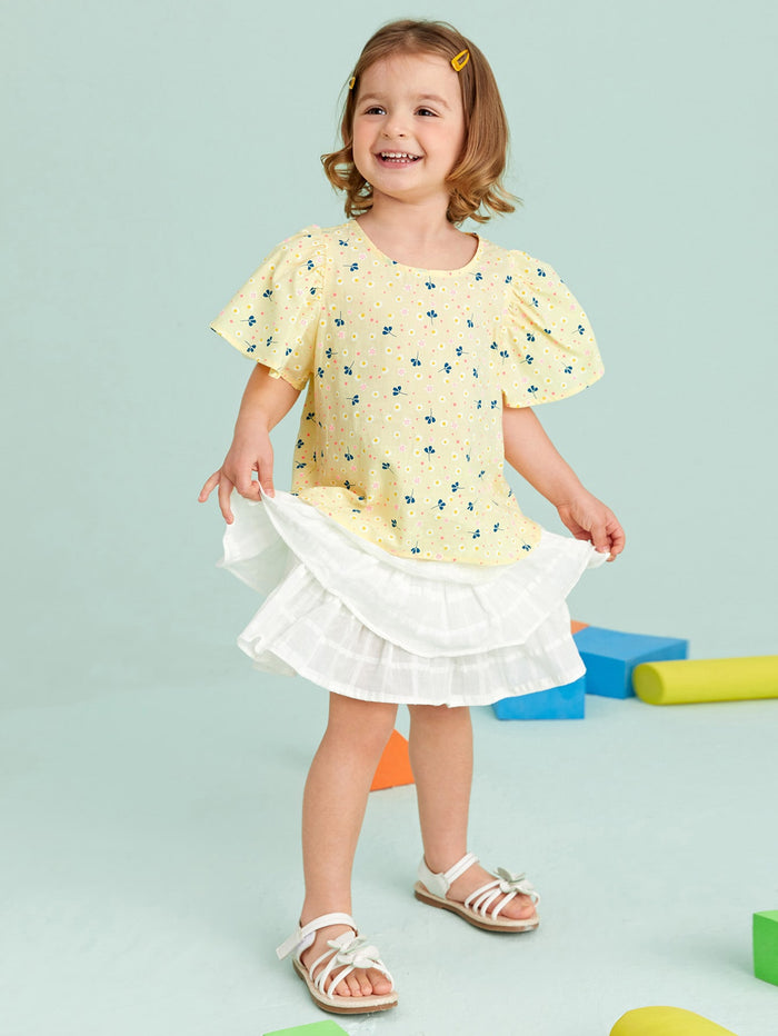 Toddler Girls Ditsy Floral Butterfly Sleeve Top