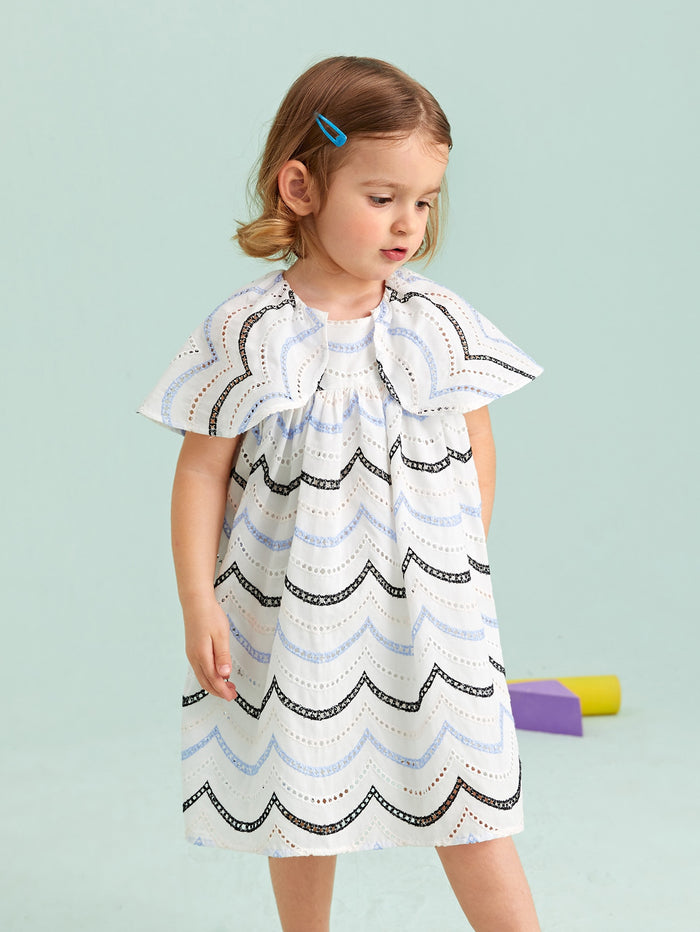 Toddler Girls Ruffle Trim Embroidery Dress