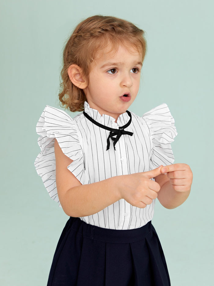 Toddler Girls Ruffle Trim Striped Blouse