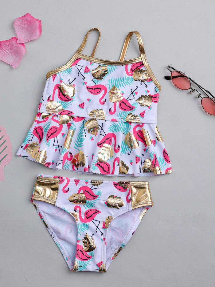Toddler Girls Flamingo & Tropical Bikini Swimsuit