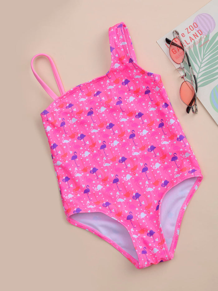 Toddler Girls Flamingo Graphic One Piece Swimsuit