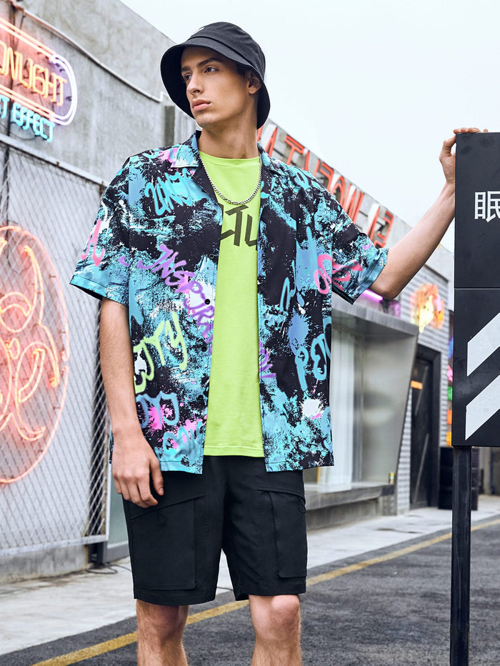 Men Letter Graphic Tie Dye Shirt