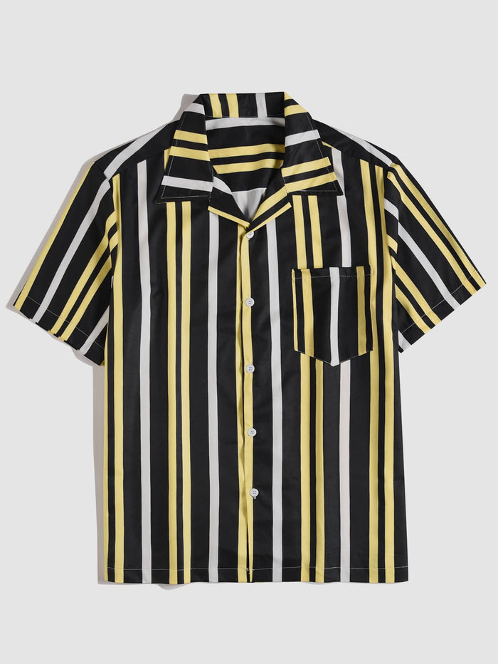 Men Pocket Front Striped Shirt