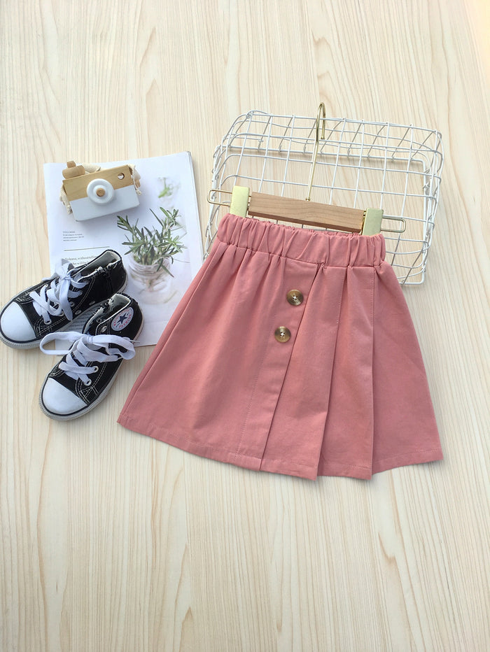 Toddler Girls Button Detail Pleated Skirt