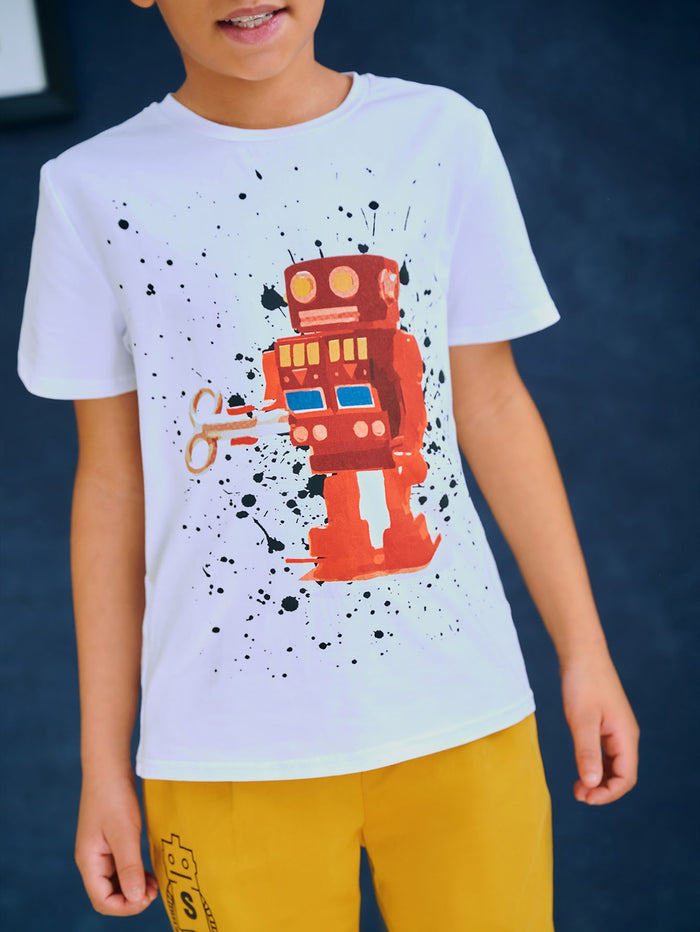 Boys Robot Print Tee