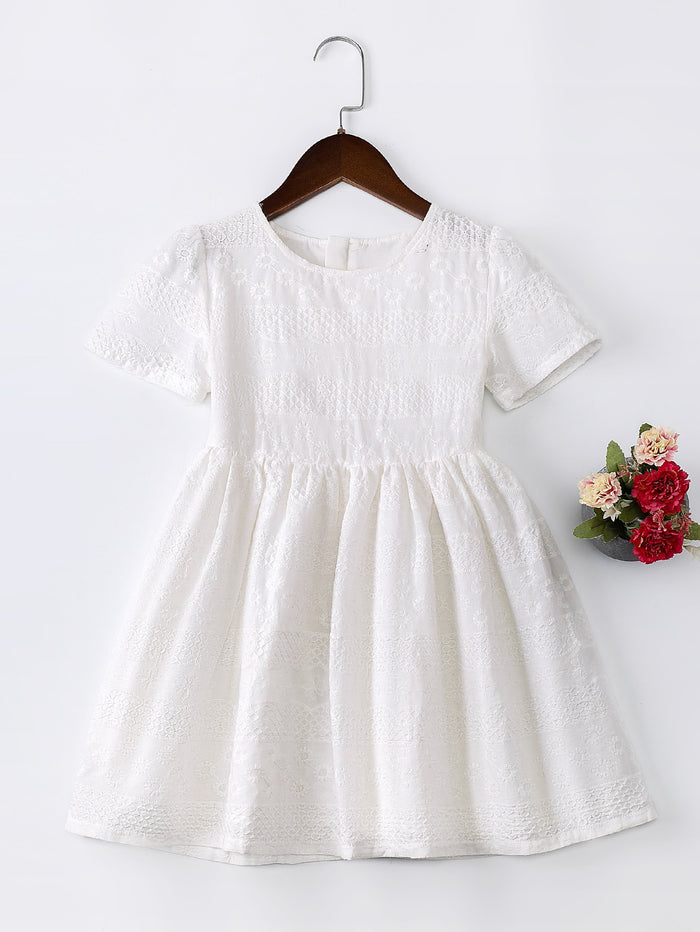 Toddler Girls Puff Sleeve Solid Dress