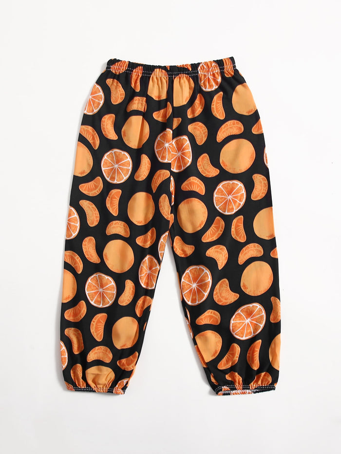 Toddler Girls Orange Print  Pants