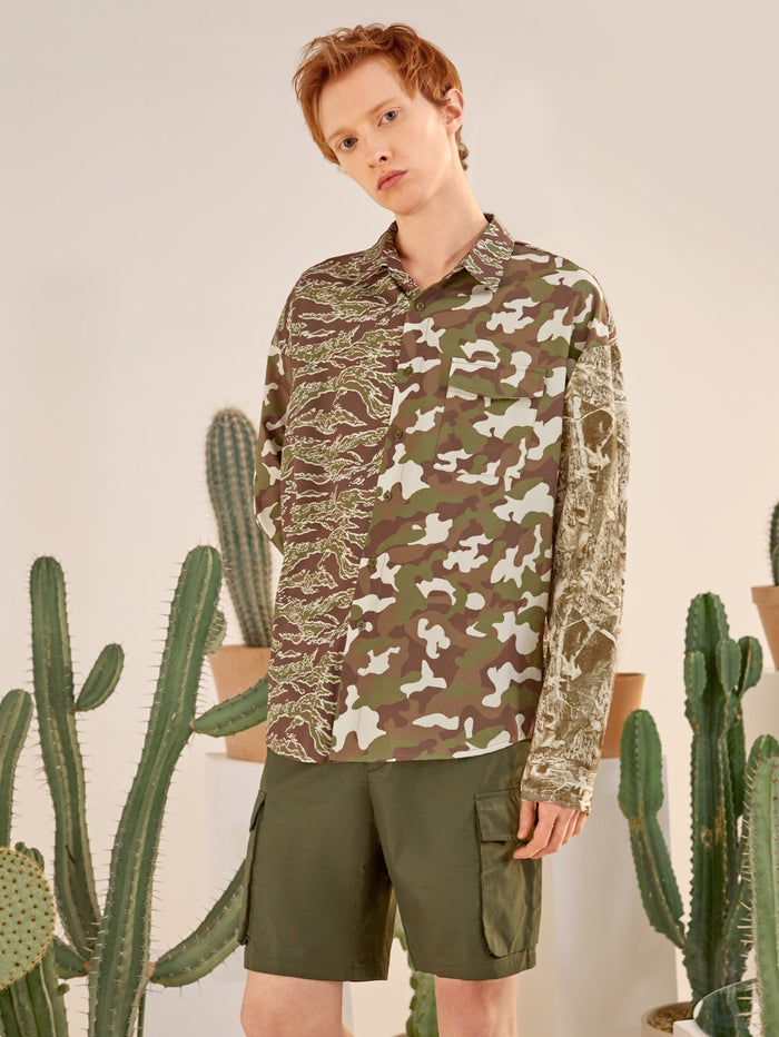 Men Camo Flap Pocket Shirt