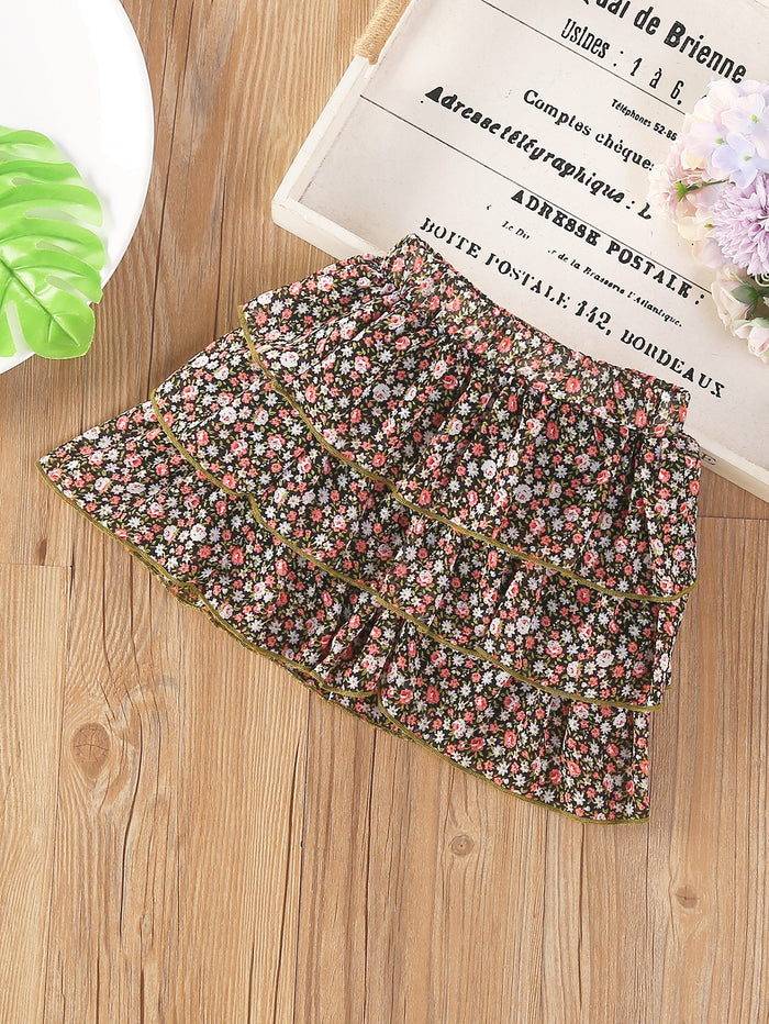 Toddler Girls Allover Floral Print Layered Skirt