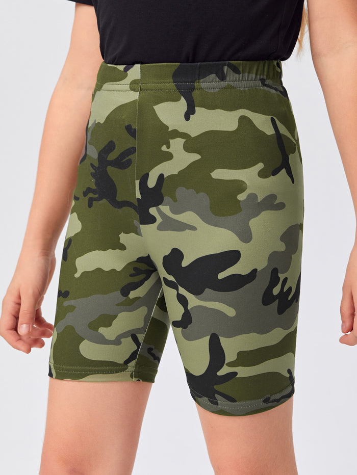 Girls Camo Biker Shorts