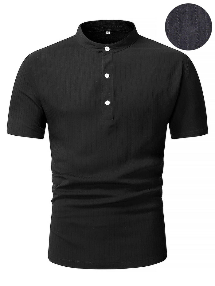 Men Solid Half Button Shirt