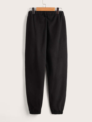 Boys 2pcs Drawstring Waist Slogan Graphic Sweatpants