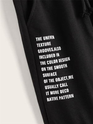 Boys 2pcs Drawstring Waist Slogan Graphic Sweatpants