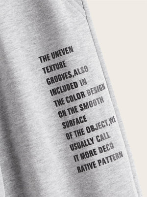 Boys 2pcs Drawstring Waist Slogan Graphic Sweatpants