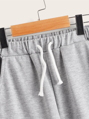 Boys 2pcs Drawstring Waist Slogan Graphic Sweatpants