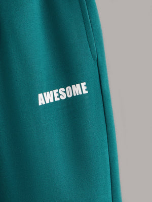 Boys Letter Graphic Contrast Side Seam Drawstring Waist Sweatpants