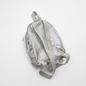 Silver Cat Ear Glitter Mini Backpack Ladies or Cute Children Glitter Glitter Sequin Backpack