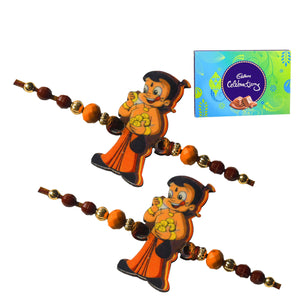 2 Rakhi - Stylish Chhota Bheem Kids Rakhi With Cadbury Celebration Chocolate Box (130g)