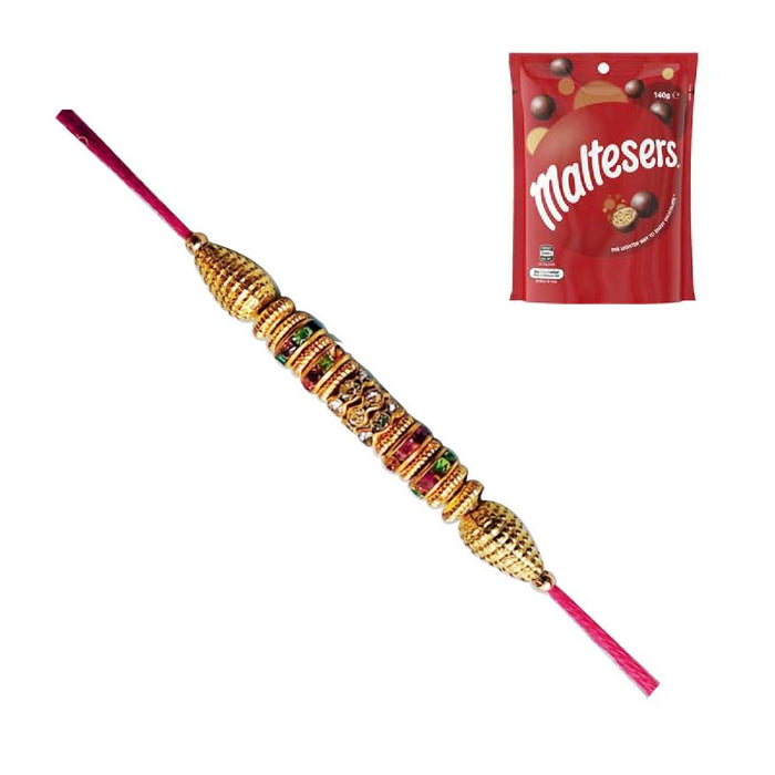 1 Rakhi - Beads Rakhi With Maltesers Chocolate Pack