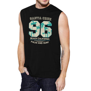 Graphic Tank Tops - Santa Cruz Beach California Mens Black Muscle Top