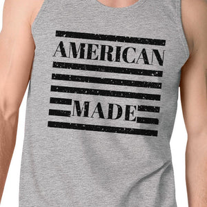 Men's Tank Tops - American Made Mens Grey Cotton Tanks 4th Of July Graphic Tank Top