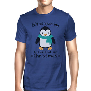 It's Penguin-Ing To Look A Lot Like Christmas Mens Royal Blue Shirt