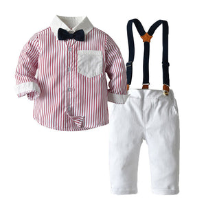 Baby Boy Cotton Long Sleeved Pendant Bow Tie Shirt Trousers