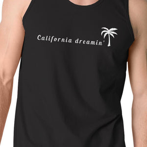 Men's Tank Tops - California Dreaming Mens Black Tank Top Lightweight Summer Tanks