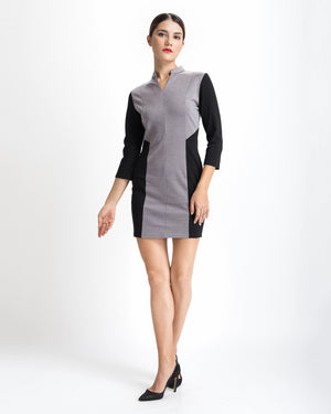 Grey Color Block Work Dress