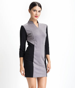 Grey Color Block Work Dress