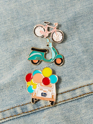 Womens Brooches - Bicycle & Car Brooch Set 3pcs