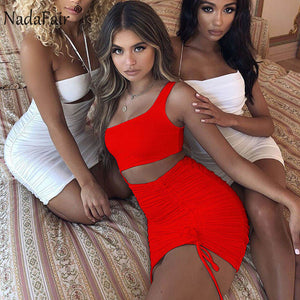 Nadafair Cut Out Sexy Mini Party Summer Dress Club Outfit Ruched One Shoulder Sheath Bandage Short Brown Bodycon Dress