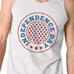 Workout Tank Tops - Independence Day Mens White Crewneck Cotton Graphic Tanks For Him