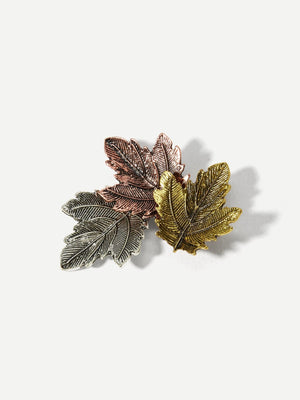 Womens Brooches - Layered Leaf Shaped Brooch