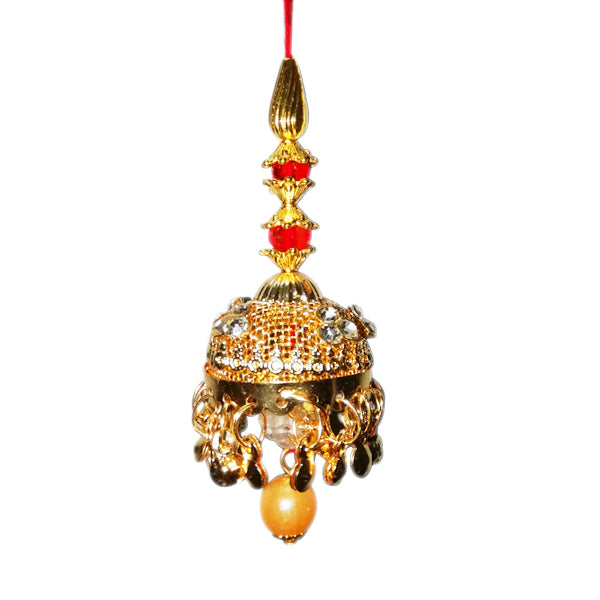 1 Rakhi - Golden Beads and American Diamond Lumba Rakhi