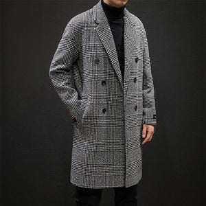 Casual Double Breasted Mens Wool Overcoat