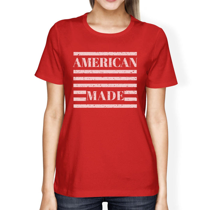 American Made Womens Red Crewneck T-Shirt Gifts For 4th Of July