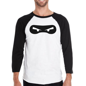 Ninja Eyes Mens Black And White BaseBall Shirt