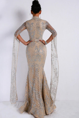 Women High Neck Evening Gown