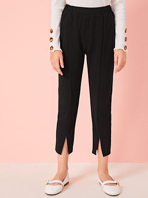 Girls Elastic Waist Split Hem Pants