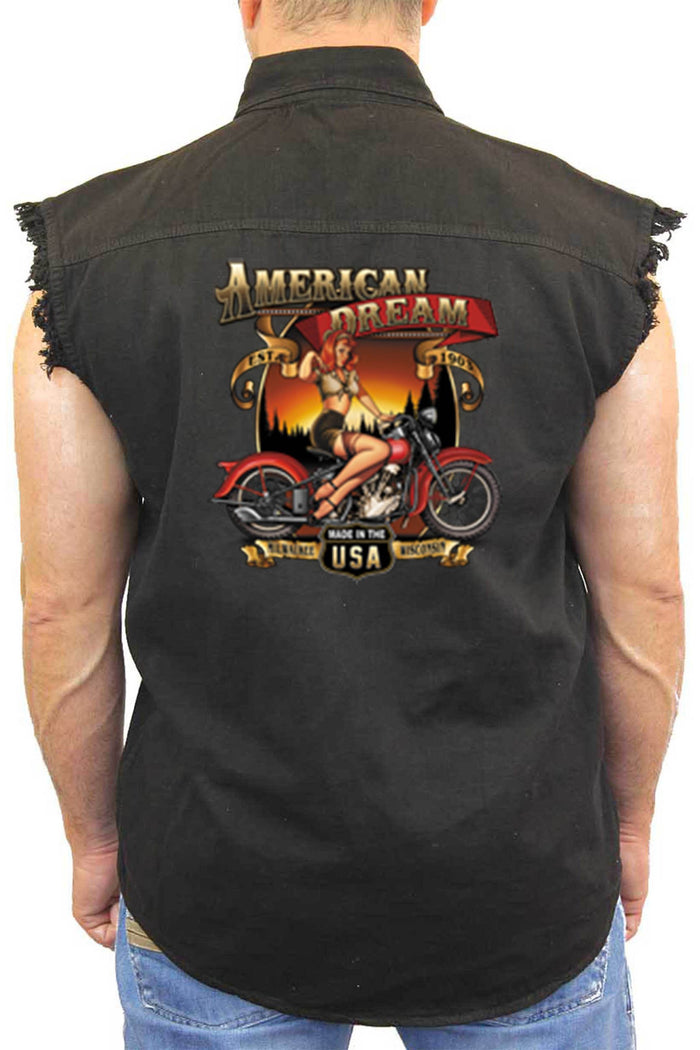 Men's Sleeveless Denim Shirt American Dream Made in the USA Biker