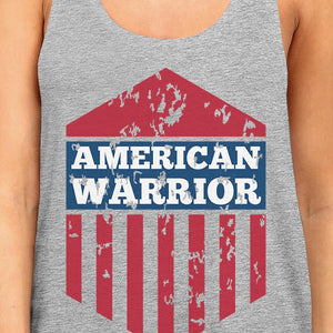 American Warrior Womens Gray Crewneck Graphic Tanks Gift For Her