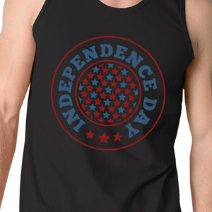 Men's Tank Tops - Independence Day Mens Black Crewneck Cotton Graphic Tanks For Him