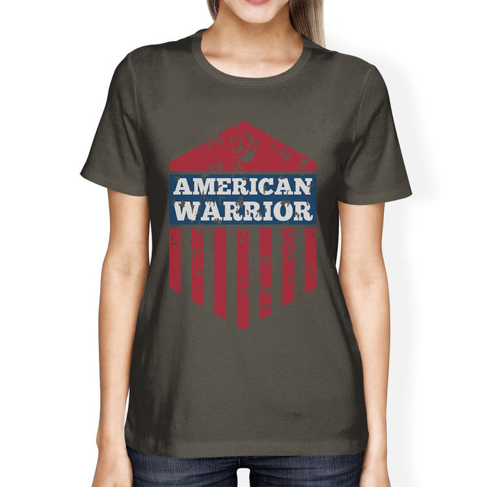 American Warrior Tee Womens Dark Grey Short Sleeve T-Shirt For Her
